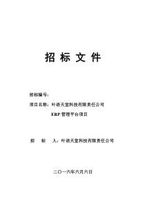 叶语天堂科技有限责任ERP项目招标文件