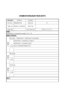 防城港项目部钻机助手职务说明书