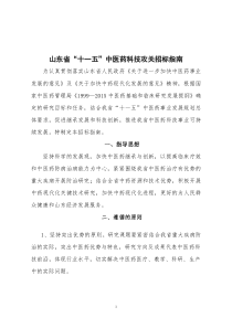 山东省十一五中医药科技攻关招标指南