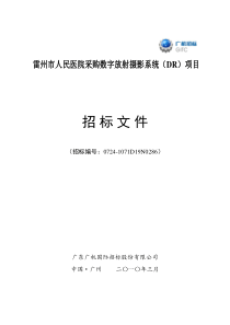 雷州市人民医院采购数字放射摄影系统(DR)项目