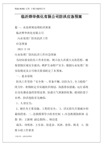 临沂烨华焦化有限公司防洪应急预案