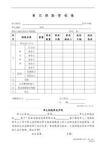 钥匙签收表楼宇交收003B