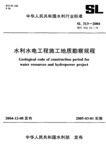 SL 313-2004; 水利水电工程施工地质勘察规程