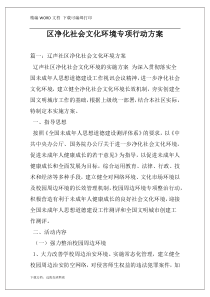 区净化社会文化环境专项行动方案