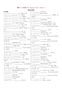 陕西省2019中考英语复习 知识梳理 课时3 七下 Starter Unit 1-4（基础知识梳理）