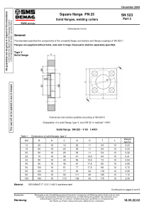 SN 523-2-2006 Square flange PN 25 Solid flanges, w