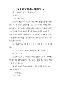 汉语言文学毕业实习报告