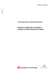 AS NZS 1249-2003 Childrens nightwear 