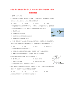 山东省枣庄市薛城区枣庄十九中2018-2019学年八年级物理上学期期末预测题