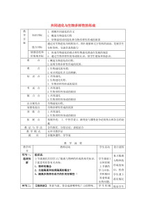 山东省枣庄市第八中学高中生物 7.2.3 共同进化与生物多样性的形成教案 新人教版必修2