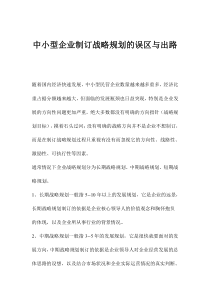 中小型企业制订战略规划的误区与出路