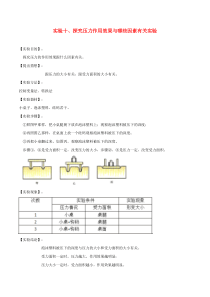 2020年中考物理 必考25个实验考学练 实验10 探究压力作用效果的影响因素实验（含解析）