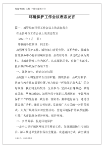 环境保护工作会议表态发言