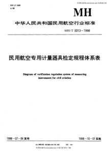 MHT 0013-1998 民用航空专用计量器具检定规程体系表