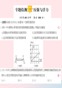 四川省绵阳市2019年中考物理 压强和浮力专题检测复习课件