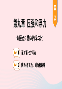 陕西省2020年中考物理一轮复习 基础考点一遍过 第十章 压强和浮力 命题点5 物体的浮与沉课件