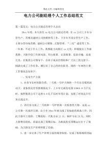 电力公司副经理个人工作总结范文