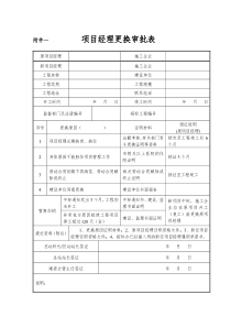 项目总监更换审批表