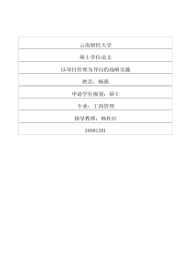 以项目管理为导向的战略实施