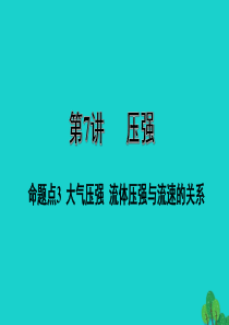 江西省2020年中考物理 基础考点一遍过 第7讲 压强 命题点3 大气压强 流体压强与流速的关系课件