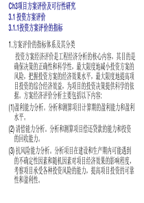 项目投资融资课件CH3项目方案评价及可行性研究