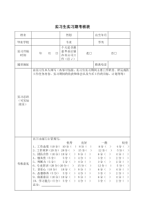 实习生实习期考核表