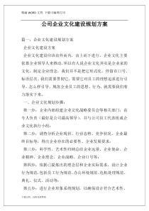 公司企业文化建设规划方案