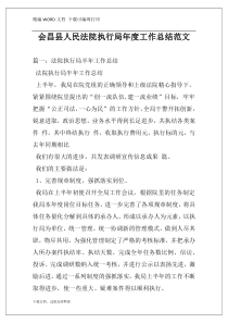 会昌县人民法院执行局年度工作总结范文