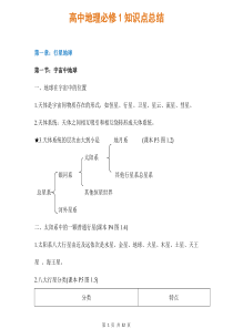 人教版高中地理必修一知识点汇总