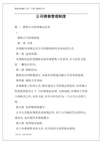 公司销售管理制度