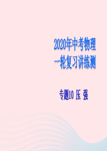 （赢在中考）2020年中考物理一轮复习 专题10 压强课件