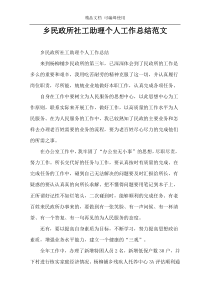 乡民政所社工助理个人工作总结范文