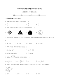 2020年中考数学全真模拟试卷(广东专用)(六)(原卷版)