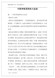 中职学校顶岗实习总结