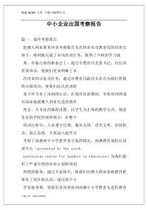 中小企业出国考察报告