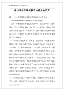 中小学教师继续教育心得体会范文