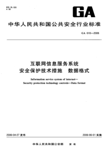 GA 610-2006 互联网信息服务系统 安全保护技术措施 数据格式