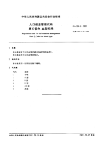 ga 324.6-2001 人口信息管理代码 第6部分 血型代码