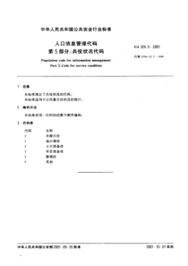 ga 324.5-2001 人口信息管理代码 第5部分 兵役状况代码