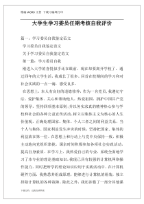 大学生学习委员任期考核自我评价