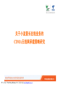 关于小流量长在线业务的CDMA无线网承载策略研究V2