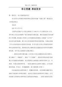 非公党建 表态发言