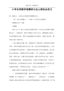 小学名师教学观摩研讨会心得体会范文