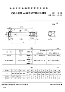 HB 1-145-1995 光杆公差带m6两边切平圆柱头螺栓