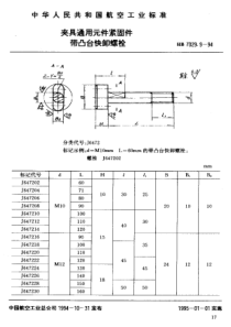 HB 7029.9-1994 夹具通用元件紧固件带凸台快卸螺栓