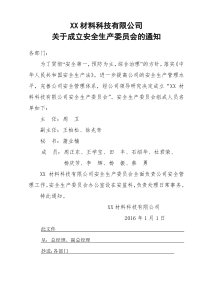 安全生产管理委员会成员及职责分工