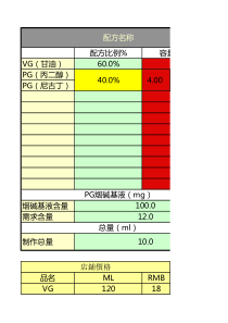 常用份烟油配方