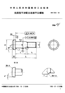 HB 7035-1994 抗剪型干涉配合连接平头螺栓