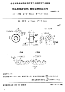 HB 4633-1992 加工高强度钢MJ螺纹螺栓用滚丝轮