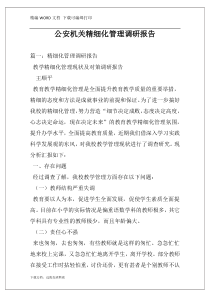 公安机关精细化管理调研报告